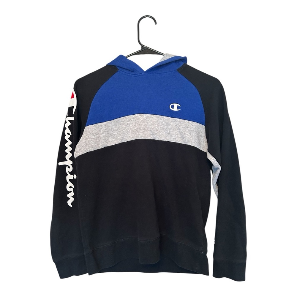 Champion Blue and Black Color-Block Hoodie